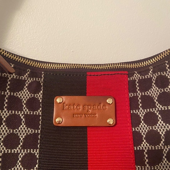 VTG Y2K KATE SPADE MONOGRAM STRIPED HOBO SHOULDER CANVAS OFFICE BAG - Picture 4 of 10